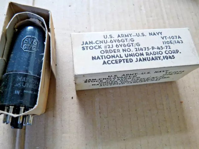 National Union   Jan CNU  6V6GT/G VT107A   1945 NOS Valve Tube  DEC23