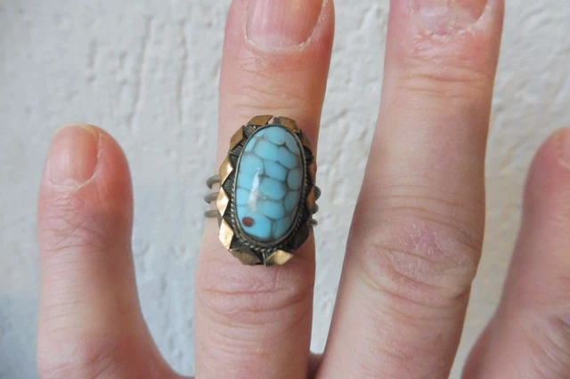 Bague Vintage Argent 925 Avec Pierres Taillées Ricarda M - Anneau Ancien Occasion