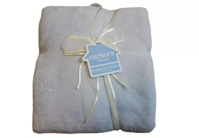 Carters Classics Light Blue Snuggly Soft Baby Blanket Infant Boy Fleece NWT RARE