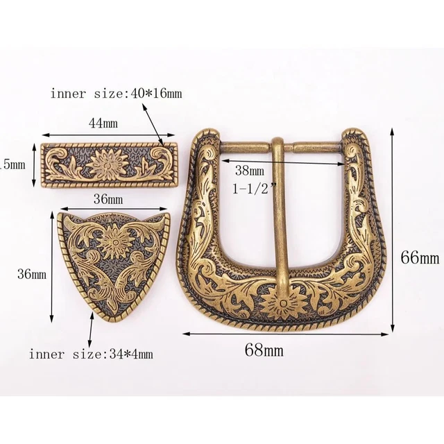 Hebilla lateral de cuerda floral - hebillas de cinturón antiguas de latón vaquero artesanal artesanal para mujeres
