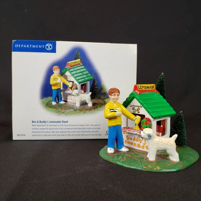 Department 56 Villaggio Di Neve - Bancarella Di Limonata Ben & Buddy, Edizione Limitata 2001-2003, 11,4 X 9,5 X 8,9 Cm