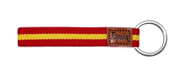 Llavero de Tela Trenzada y Piel Bandera de España