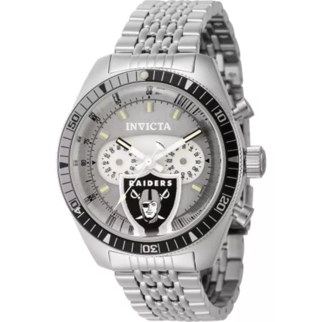 Invicta Nfl Las Vegas Raiders World Time GMT Quartz Grey Dial Men's Watch 44993