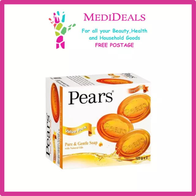 Jabón transparente Pears paquete de valor cuidado suave 125 g x 3