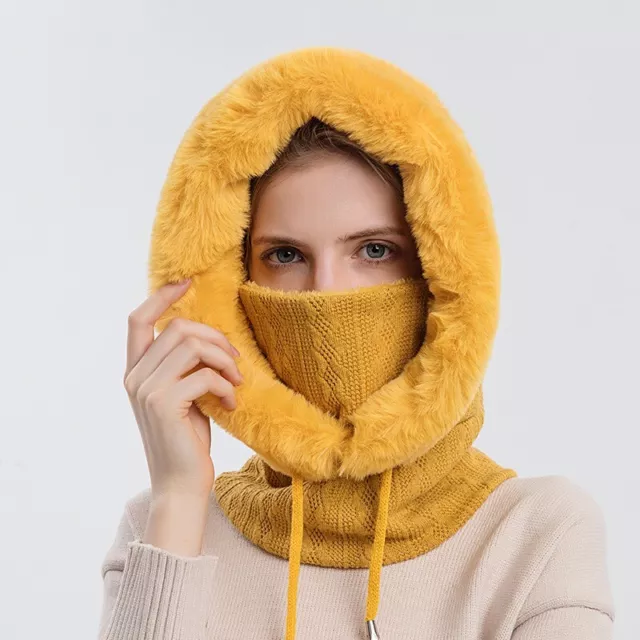 Bufanda para Mujer De Piel Mascara para Invierno Gorro De Punto Pasamontañas 19