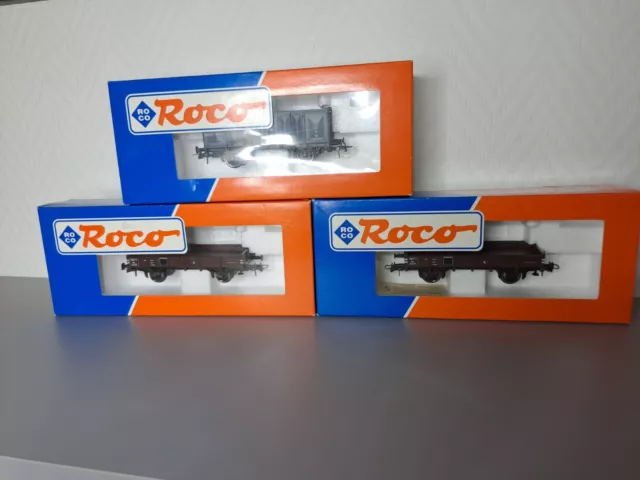 lot de 3 wagons marchandises ho roco