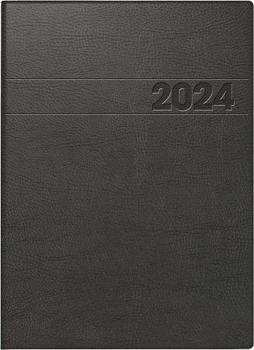 Brunnen 1079611904 Buchkalender A5 Folie schwarz 1Woche/2Seiten 2024
