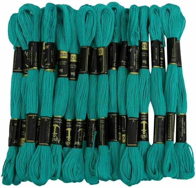 Teal Green 25 Anchor Cotton Cross Stitch Thread Skeins/Embroidery Sewing Threads