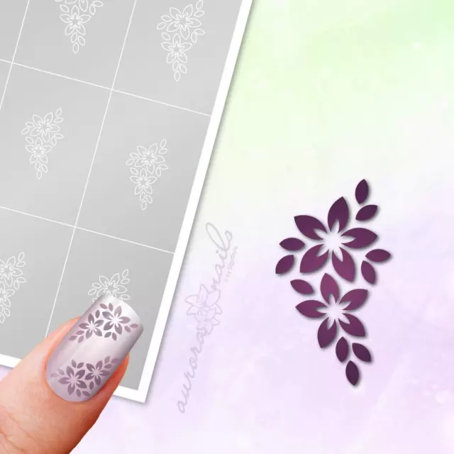 Schablonen für Airbrush und Nailart B197 Blume Blüte Ornament Floral 40 Stück