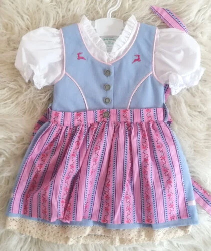 Bambini dirndl lino viscosa ricamo sottoveste baby dirndl