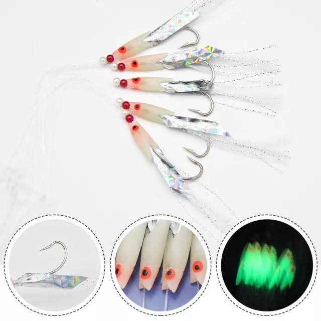 5X/Pack Sabiki Soft Fishing Lure Rigs Bait Jigs Lure Feather Lure Herring.Bait