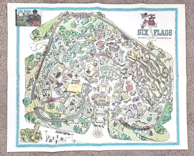 1971 Six Flags Mid-America Souvenir Map, Mini Album Theme Park St. Louis S61