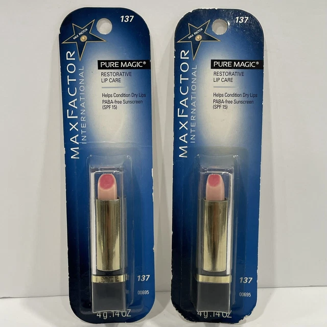NUEVO MAX FACTOR Lote de 2 Cuidado Labial Restaurador Mágico Puro Original en Paquete