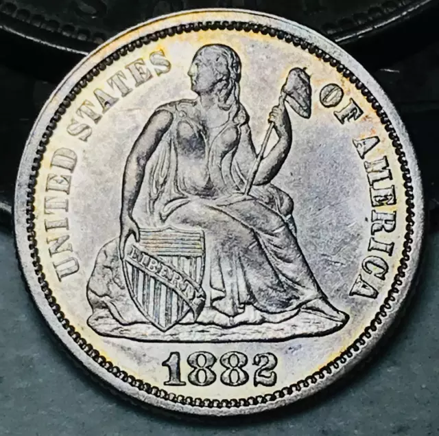 1882 Seated Liberty Dime 10c High Grade Choice 90% Silver US Coin CC21484