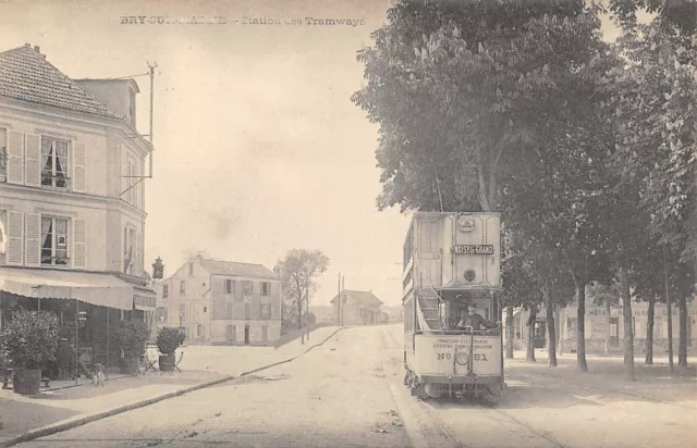 Cpa 94 Bry Sur Marne Station Des Tramways (Tramway