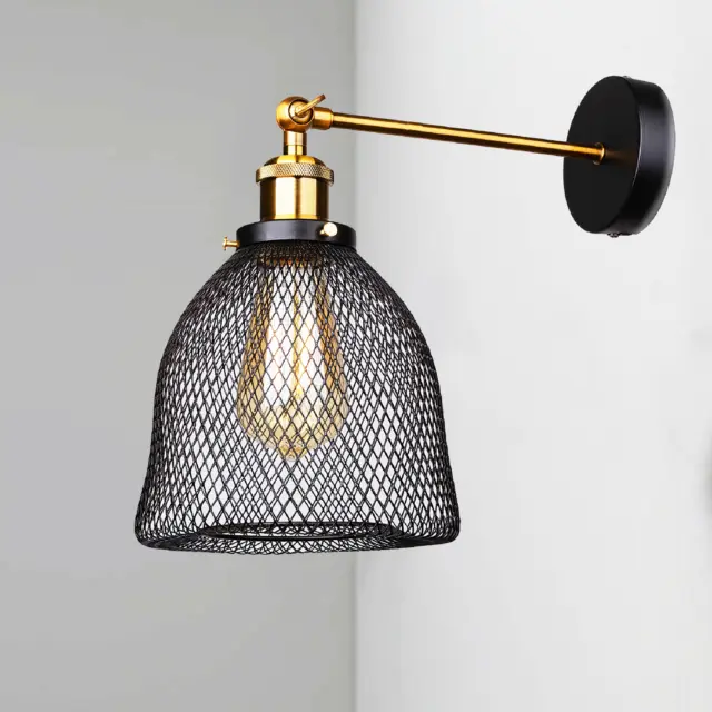 Retro Style Adjustable Head Wire Shade Industrial Bedside Sconce (FREE SHIPPING)