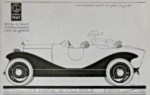 Publicité De Presse 1924 Georges Irat Voiture Torpedo Sport Au Goût Du Jour