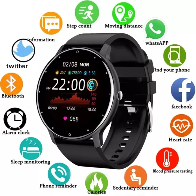 Luxus - Bluetooth Smartwatch Herren watch Fitness Herzfrequenz Pulsuhr Blutdruck