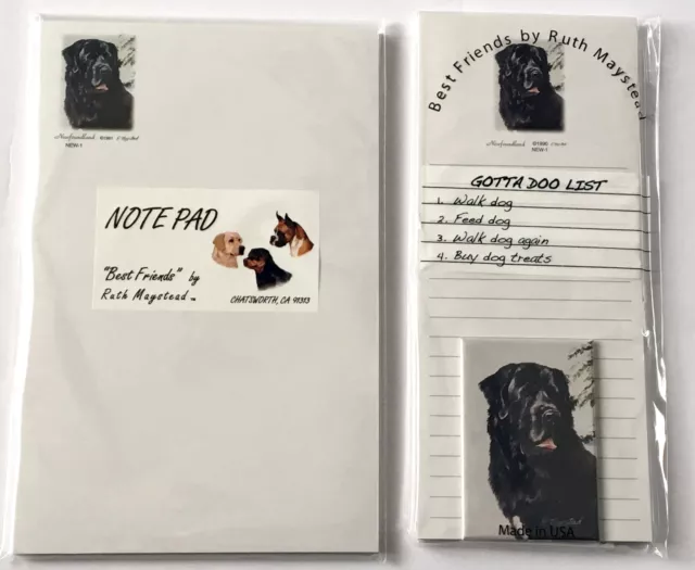 NEW Newfoundland 3-Pc List Note Pad Fridge Magnet Gift Set Big Black Dog Newfie