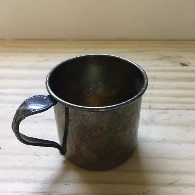 Vintage 1960s Classic Oneida Silver Plate Small Cup Mug Cylinder w/ Handle 2.5"D