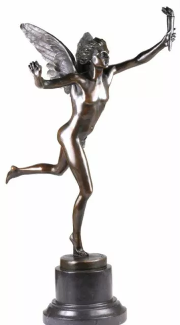 Mariposa Ángel Ninfa Fairy Fantasy Art 17" Elegante Bronce Mármol Estatua Regalo