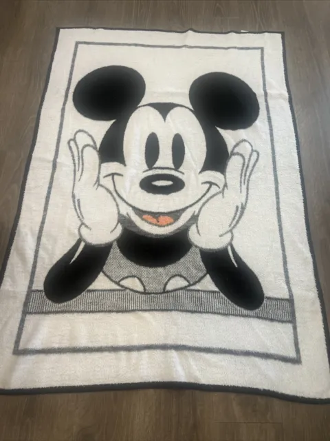 Vtg Biederlack Disney Mickey Mouse Face Throw Blanket Reversible