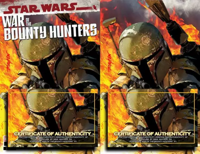STAR WARS: WAR OF THE BOUNTY HUNTERS #1 Mike Mayhew Studio Variant Cover A&B COA