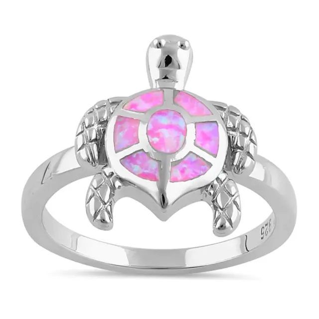 PINK OPAL TURTLE Ring Size 7 Solid 925 Sterling Silver with Jewelry ...