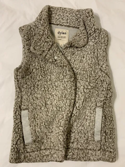 DYLAN By True Grit Womens Gray Faux Fur Sherpa Vest XS Extra Small Pockets
