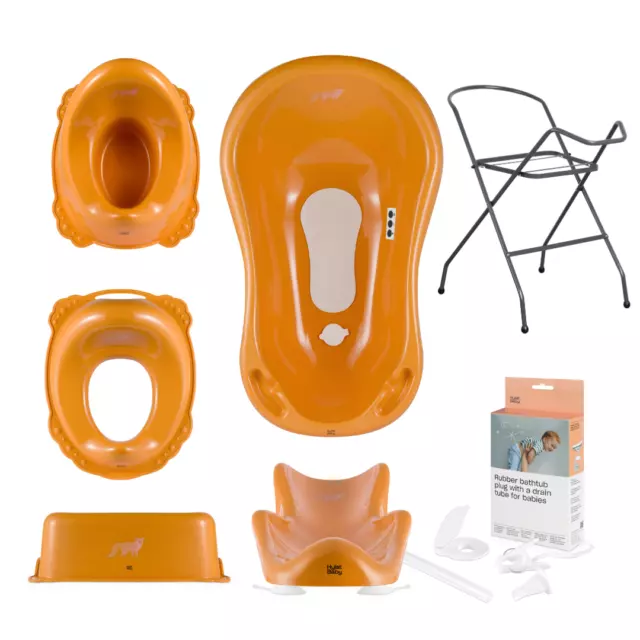 Badewanne Set für Neugeborene und Babys 4-7 teilig, Motiv: Fox, Farbe: Orange