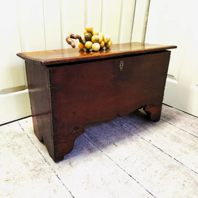Antique Oak Furniture Small 6 Plank Coffer Late 17th/19th Cent Possibly Child's
