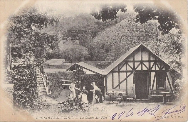 CPA 61 Alençon Andaine Passais BAGNOLES DE L'ORNE La Source des Fées 1904 animée