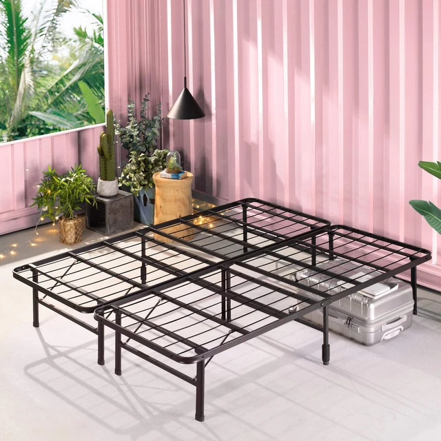 Zinus Kai Plattformbett Aus Bambus & Metall – 135x190 Cm, Ohne Lattenrost, Mit Kopfteil, 5 Jahre Garantie