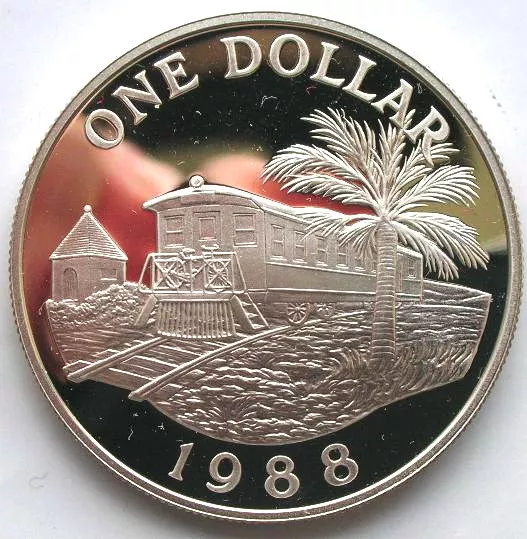 Bermuda 1988 Railroad Dollar Silver Coin,Proof