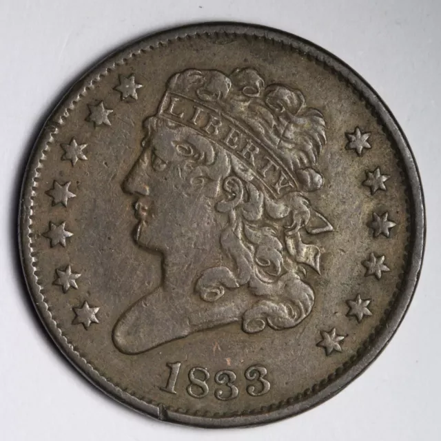 1833 Classic Head Half Cent CHOICE XF E106 RLL