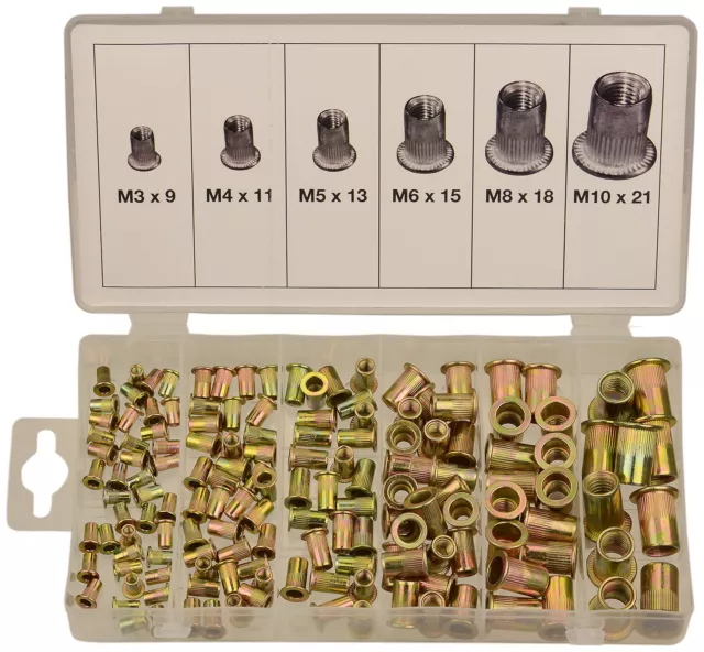 Surtido de 150 Remaches Roscados Tuerca de Acero M3 M4 M5 M6 M8 M10 - Bgs 14126