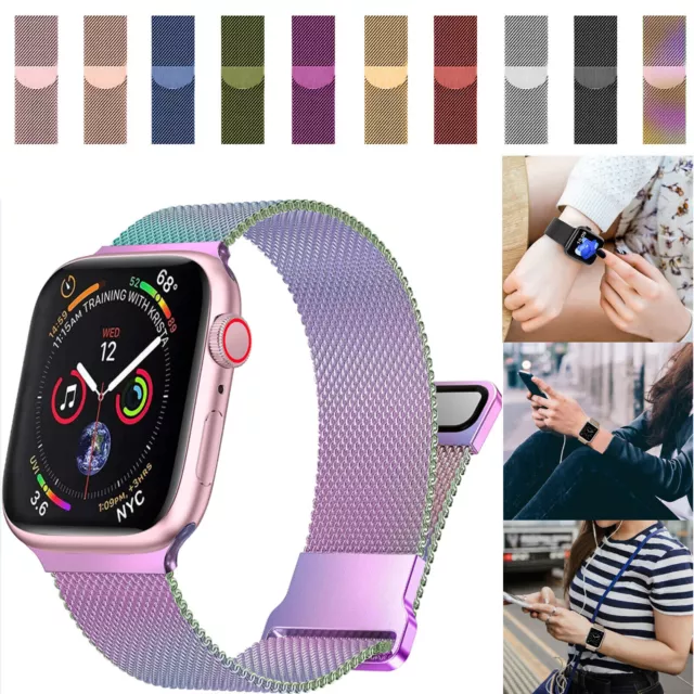 For Apple Watch Strap Series 7/6/5/4/SE Magnetic Milanese Loop Band 41/42/45mm