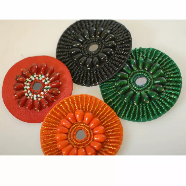 Neotrims badges crochet cousu artisanal perles motifs cercles, broderie