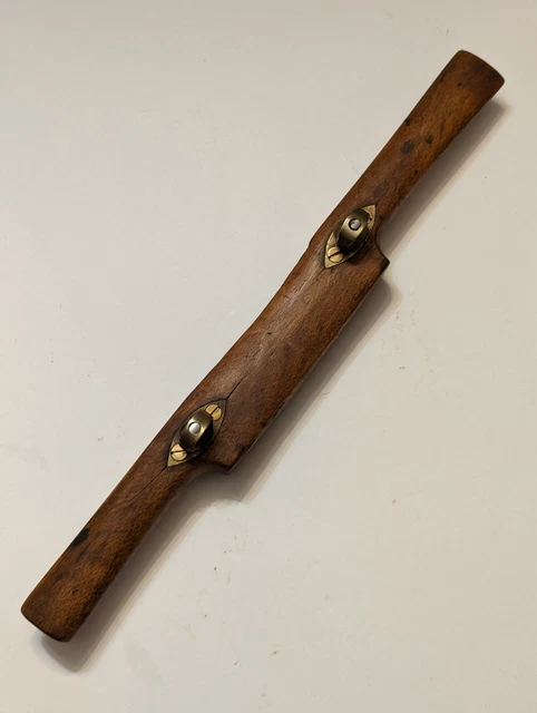 12" Vintage Wooden Spokeshave w 3" Blade and Brass Wing Nuts Unbranded c. 1880