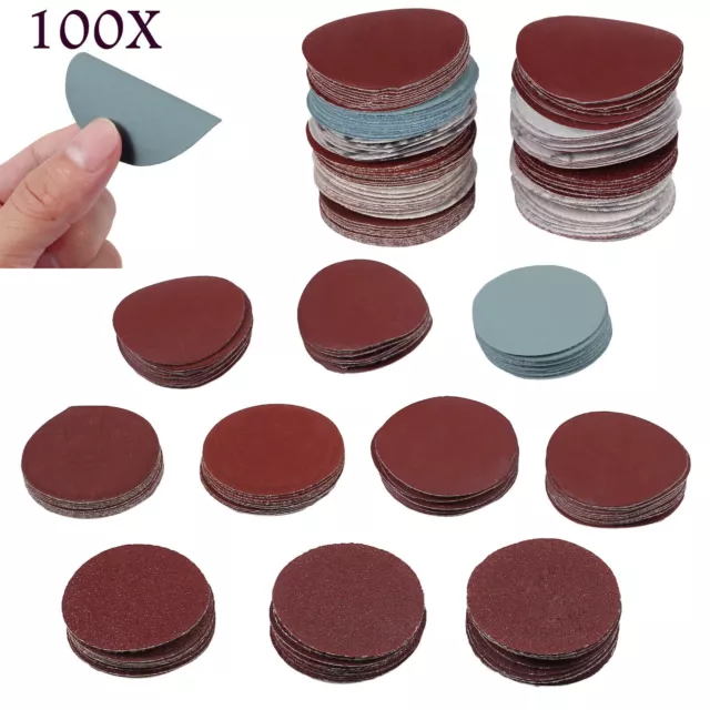 100pcs 2'' 50mm Durable Sanding Discs Pads 80-3000 Grit Hook & Loop Sandpaper