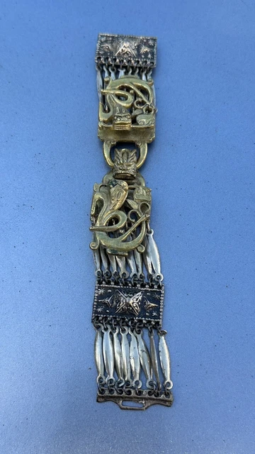 Wundervoll Antik Chinesisch Bronze Drachen Und Chilongs Schnalle Gürtel