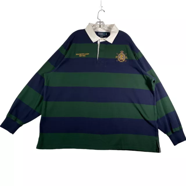 POLO RALPH LAUREN Mens Rugby Polo Shirt Size 3XB Blue Green Striped Crest  NWT $151.25 - PicClick AU
