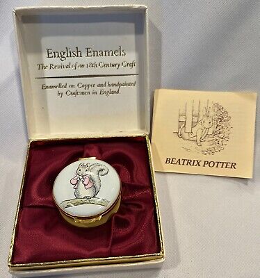 Vintage Timmy Tiptoes Beatrix Potter Crummles Enamel Hinged Trinket Box