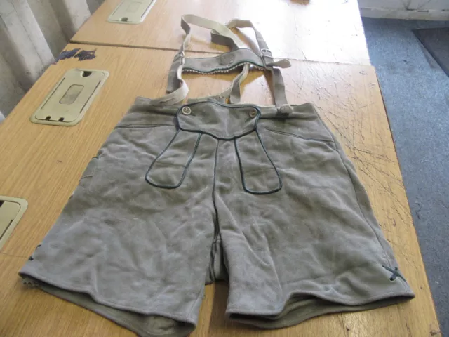 Vintage German Trachten Lederhosen Octoberfest Leather Trousers Shorts Uk 30"