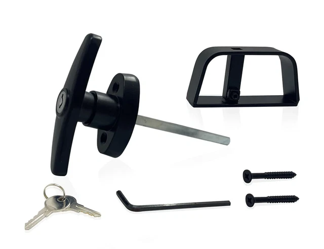 OYU T-Handle Lock Shed Door Latch Lock Kit with 2 Keys and 2 Screws 4-1/2 Stem