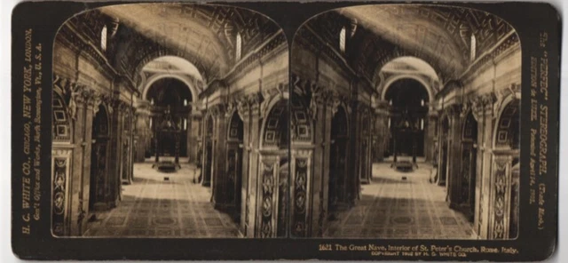 Stereo-Fotografie H.C. White Co., New York, Ansicht Rom, Schiff der Peterskirch