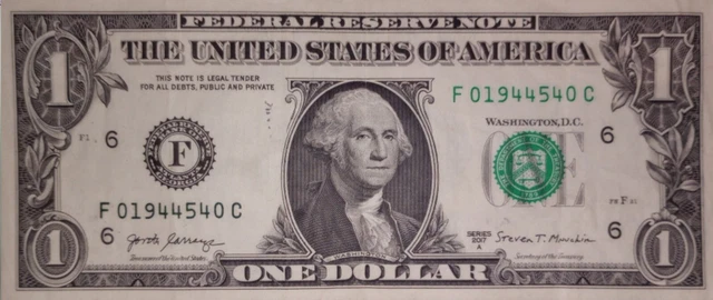$1 Ink Well Contamination Error One Dollar Bill