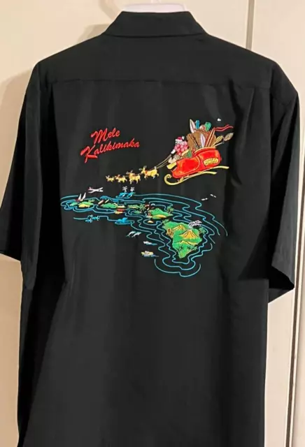 NWT 3XL Go Barefoot Hawaiian Mele Kalikimaka Santa Christmas Embroidered Shirt