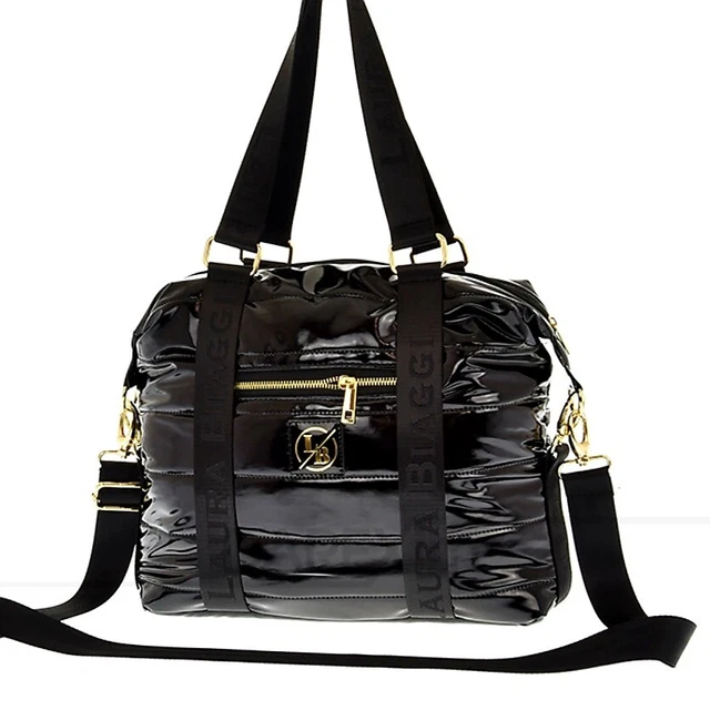 Laura Biaggi Vegan Black Gym Fitness Bag  Sport Shoulder Bag Travel Handbag UK