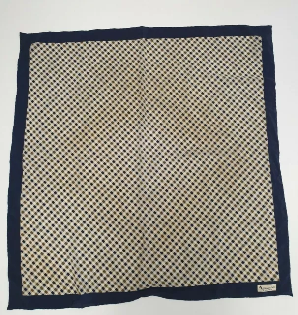 Ff800 Womens Aquascutum Brown Blue Check Silk Square Head / Neck Scarf 34" X 34"